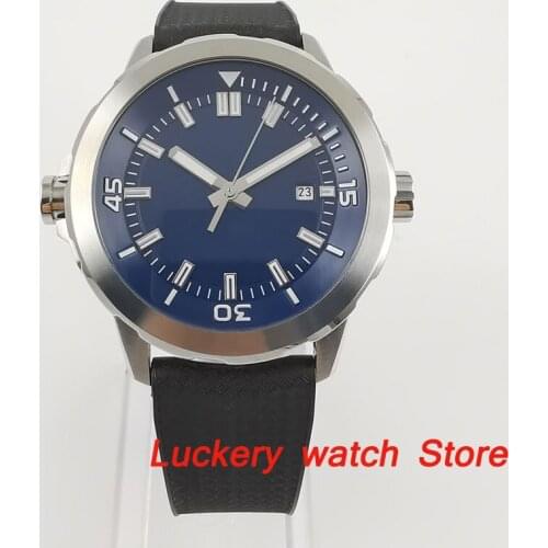 Corgeut 45mm Men watch blue dial Rotating bezel Automatic mechanical watch luxury Automatic watches