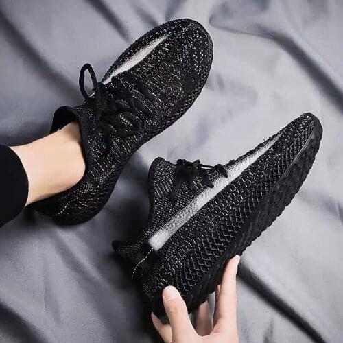 2021 Summer Flying Woven Mesh Sports Shoes For Men Large Size Breathable Outdoor Walking Shoes Comfortable Mens Casual Shoes