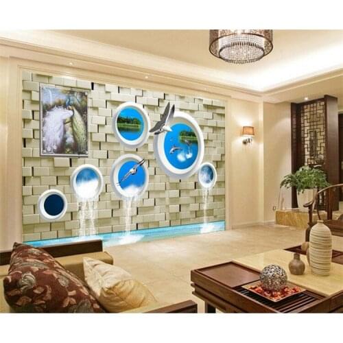 Mural Modern Background Peacock Brick Dolphin Fresco De Pared 3d Wallpaper Hotel bedroom mural for the living room