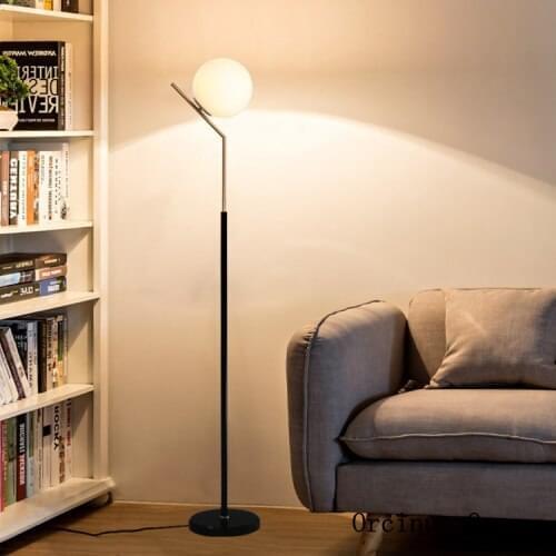Nordic modern simple ball glass floor lamp living room study bedroom bedside lamp creative personality led floor lamp