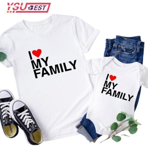 New Family Matching Clothes Mother Father Daughter Son Kids Baby T-shirt Parent-child I Love My Family T-shirt Short Sleeve Tops