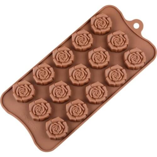 New Silicone Chocolate Mold 15 Cavity 3D Chocolate Baking Tools Jelly and Candy Mold DIY Rose Flower Fruit Molds Kitchen Gadgets