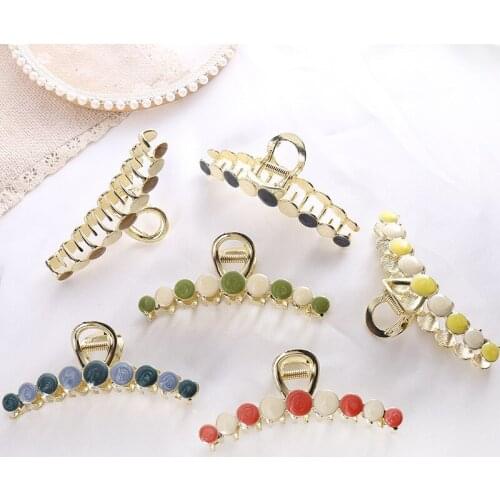 New Fashion Large Exquisite Elegant Metal Alloy Dripping Oil Hairpin Barrette for Women Girl Accessories Headwear