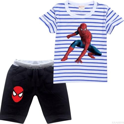 Spider-Man new summer dress European and American style cartoon print casualshort sleeve suit
