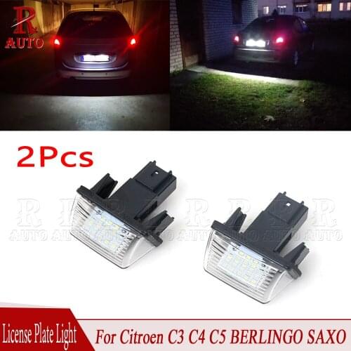 R-Auto 1 Pair 18 LED Car Rear Number License Plate Light Lamp White Car Styling For Peugeot 206 207 306 307 406 407 Partner