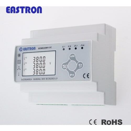 SDM630MV-2C, 333mV CT connected, Dual Input Multifunction Power Meter for Lighting and Power, RS485 Modbus RTU, CE Approved