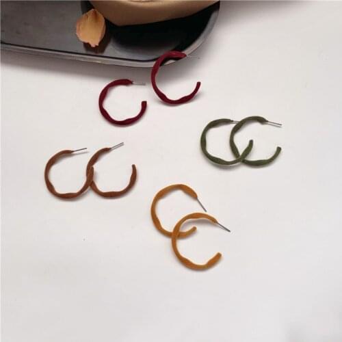 Wine Red C Shape Earrings Hoops Multicolored Earings Aesthetic Jewelry