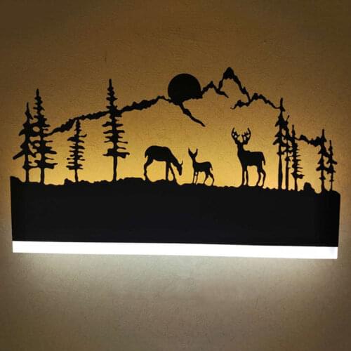 Modern Romantic LED Wall Lamp Creative Painting 90-260V Black Sconce Decoration for Bathroom Living Bed Room Animal Lamps
