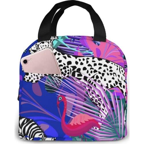 Lunch Bag Colored African Animals And Birds Thermal Insulated Lunch Box Tote Cooler Bag Bento Pouch Lunch Container Storage Bag