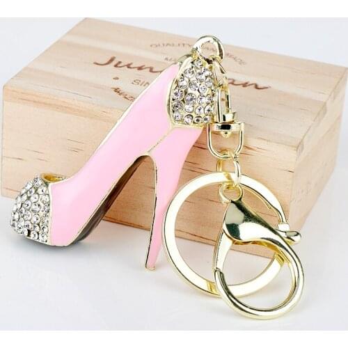 Creative High Heel Shoes With Rhinestones Key Chain Alloy Keychain Accessories Pendant Key Ring Charms Keychains for Ladies