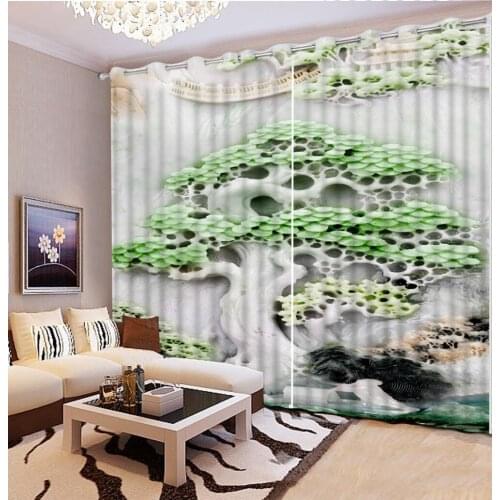 Custom curtains 3d curtains Jade tree landscape home bedroom decoration pattern decoration art curtains