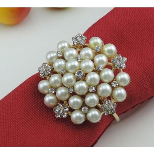 Pearl rhinestones silver napkin rings, napkin buckle, napkin holder, party / wedding table decoration accessories SN1138