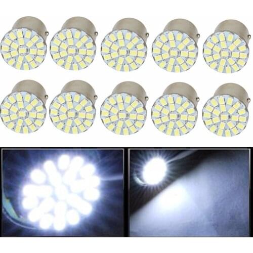 10 Unidades 12V Lampadas De RE 22 Leds Smd 1156 Ba15s P21w 1 Polo Branca