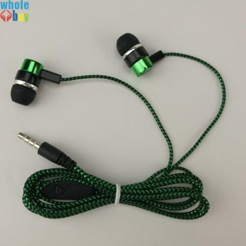 100pcs 3.5mm In-ear Earphone 1.1m Serpentine Weave Braid Cable Headset Stereo Earphones with Mic for Samsung Xiaomi MP3