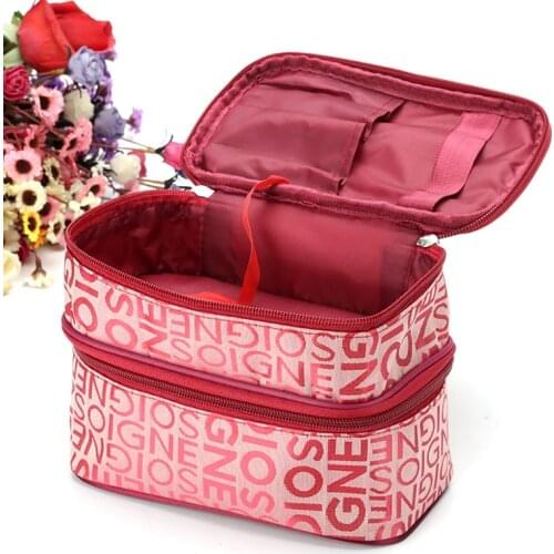 2019 Fashion Double Layer Letters Cosmetic Bag Makeup Tool Storage Bag Multifunctional Storage Package Free Shipping FA$B