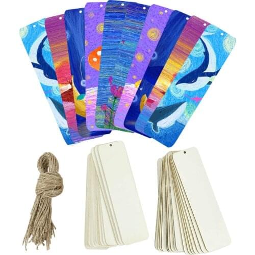 5-36pcs/lot With Rope Blank Wooden Bookmark Diy Handmade Craft Wooden Sign Unfinished Label For Home Decoration Supplies