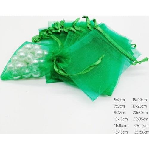 500pcs Grass Green Organza Bag Drawstring Pouch Bag Jewelry Bags Gifts For Wedding/Christmas/Jewelry Display Packaging Bags DIY