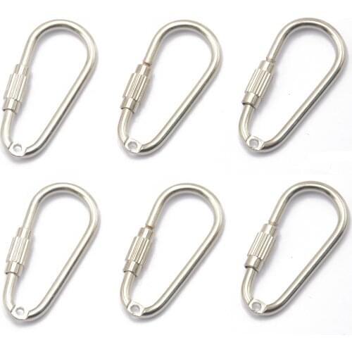 6 Steel Carabiner D-Ring Clip Hook Climbing Keychain Screwgate Screw Locking for Camping Hiking Travell Boating Accessories