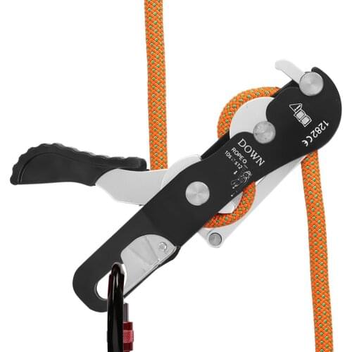 Free Shipping Rock Climbing Descender 150kg Self-braking Stop Rope Clamp Grab Rescue Descender Carabiner Climbing Accessories