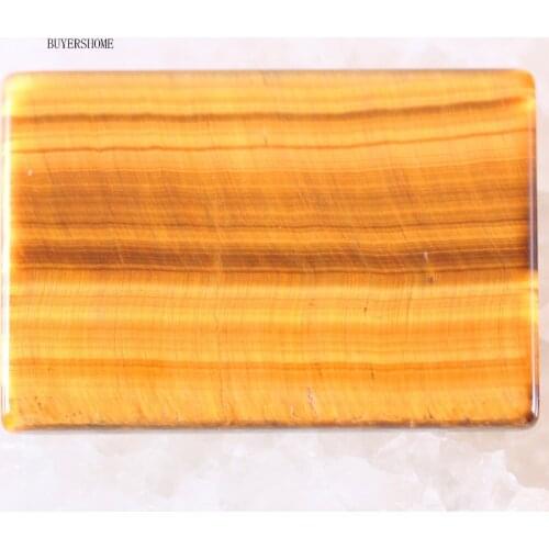 BUYERSHOME Natural Stone Bead Rectangle Gold Tigers Eye No Drilled Hole Cabochon CAB for DIY Handcrafted Jewelry Making 1PC
