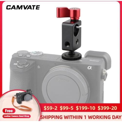 CAMVATE Standard 15mm Single Rod Clamp With Cold / Hot Shoe Mount For Monitor /Magic Arm/ Microphone/Flash Light/LCD Supporting