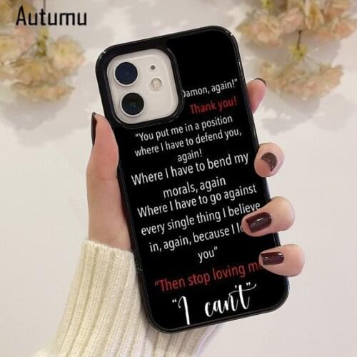 Phone Case for iPhone 12 mini X XS XR 11 Pro Max SE 2020 5 6 7 8 Plus Samsung S9 S10 S20 Damon & Elena The Vampire Diaries Cover