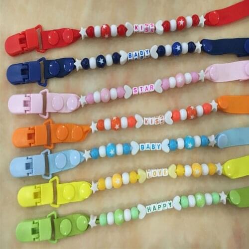 Colorful Baby Pacifier Clip Chain Attache Clip Dummy Pacifiers Leash Strap Beads Toy Teether Holder Baby Soother Chain