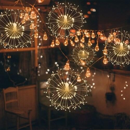 Decorative Lanpscape Light LED Copper Wire Firework Light One For Four USB Remote Control Warm Light/White Light/ Color