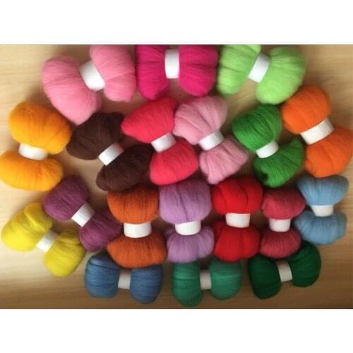 DIY Needle felt 66s wool felt poke fun soft feeling Wool Fibre Tops Roving DIY Spin mix color 5g/19pcs/lot