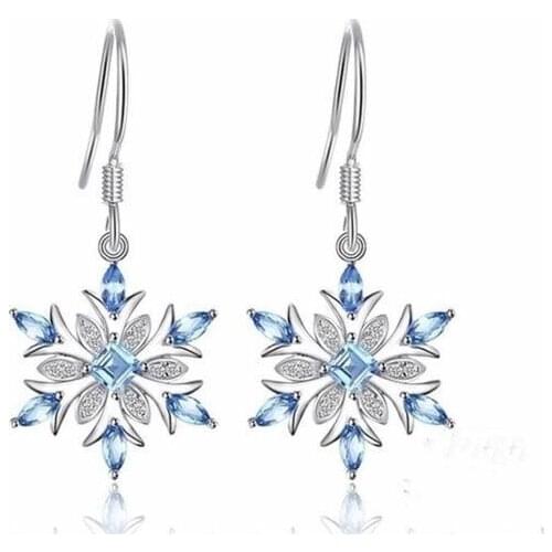 Fashion Exquisite Snowflake Crystal Dangle Earrings Charm Women Inlay Zircon Earring Romantic Bride Engagement Jewelry Gifts