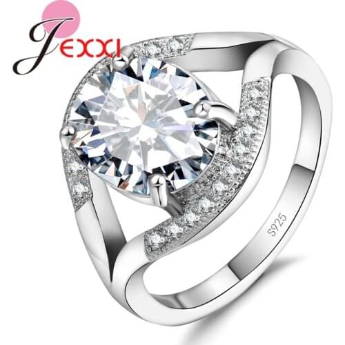 Exquisite New 925 Sterling Silver Cubic Zirconia Rings For Female Elegant Wedding Engagement Proposal Ring Anillos Bijoux