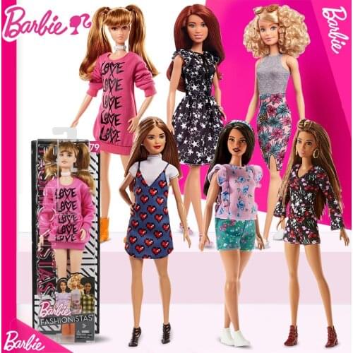 Barbie Fashionistas Doll Blonde Kid Toy Red Skirt Accessories Pretty Girl Collection Boneca For Children Birthday Gift GBK09