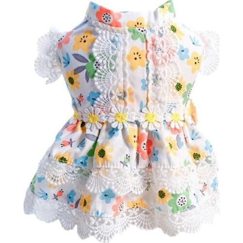 Summer Lace Dog Dress Small Dog Clothes Floral Tutu Skirt Wedding Dresses For Yorkies Chihuahua Sundress Pet Apparel