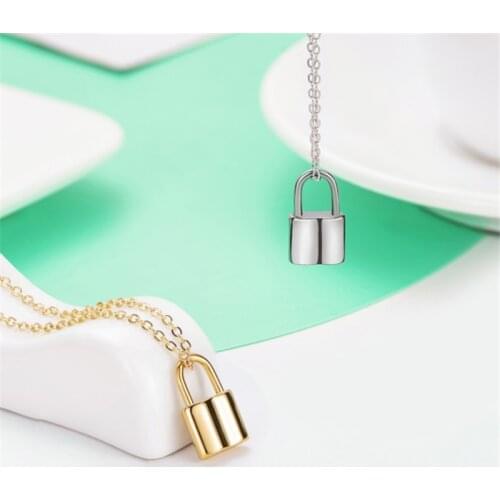 Hot Sale New Simple Fashion Metal Plating Lock Necklace luxurious Ladies Pendant Clavicle Chain European and American Jewelry