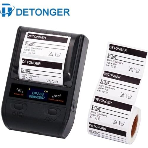 DETONGER 58mm Wireless BT Mobile Thermal Printer Mini Portable Barcode Label Maker for Android iOS