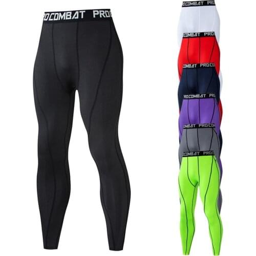 Men High Elastic Sports Compression Tights Pant Clothing Male Fitness Gym Basketball Long Pants Workout Running T-Shirt Pant
