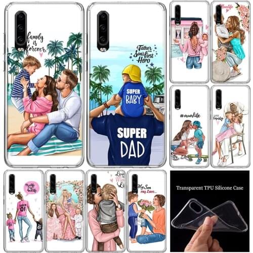 Baby mom girl Boy Dad Soft Silicone Phone Case For Huawei P30 P40 P20 P10 Mate 10 20 30 Lite Plus Pro P Smart Z + Coque Cover