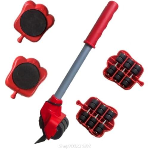 Furniture Mover Tool Set Heavy Stuffs Transport Lifter 4 Wheeled Mover Roller with Wheel Bar Moving Device Au 20 Dropship