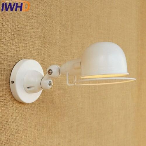 IWHD Loft Style Iron Edison Wall Sconce Industrial Vintage Bedside Wall Lamp Swing Arm Wall Light For Home Indoor Lighting