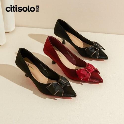 New In 2021q1152a Xisongqiu Fashion Middle Heel Pointed Shallow Mouth Single Shoes Womens Shoes Brides Shoes Women Fashion