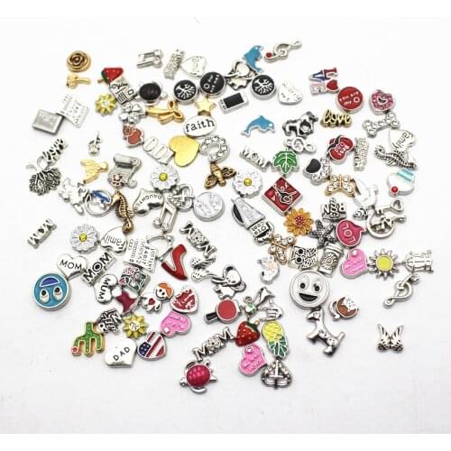 Wholesale 100pcs/lot Alloy Floating Charms Fit Living Glass Floating Lockets Accessory Charms Bracelet DIY Jewelry