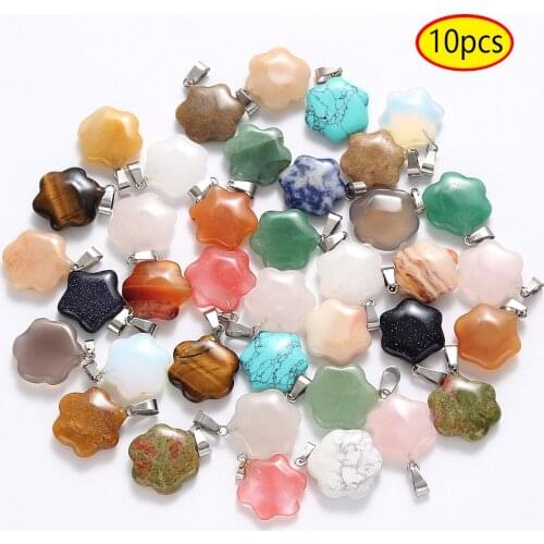 Wholesale 10pcs/bag Mixed Natural Stone Pendant Star Charms Pendants for Jewelry Making DIY Bracelet Necklace Accessories