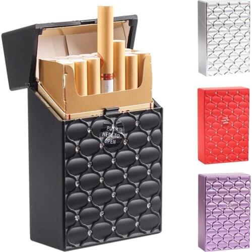 Plastic Cigarette Case Portable 20 Sticks Lighter Storage Box Holder Top Flip Press Open Case Smoking Tools Color Random