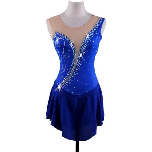 Royal blue Figure Skating Dress Customized Competition Ice Skating Skirt for Girl Women Kids Patinaje Gymnastics Performance