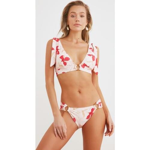 Trendyol Colorful Leaf Pattern Bikini Bottom TBESS21BA0181