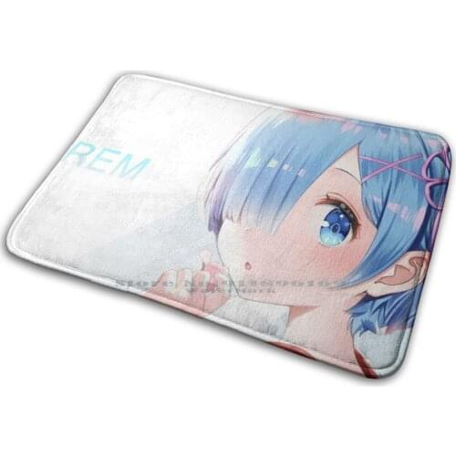 Rem-Poster Mat Rug Carpet Anti-Slip Bedroom Entrance Door Mat Anime Manga Japan Blue Gradient Rem Ram Rezero Emilia Re Zero