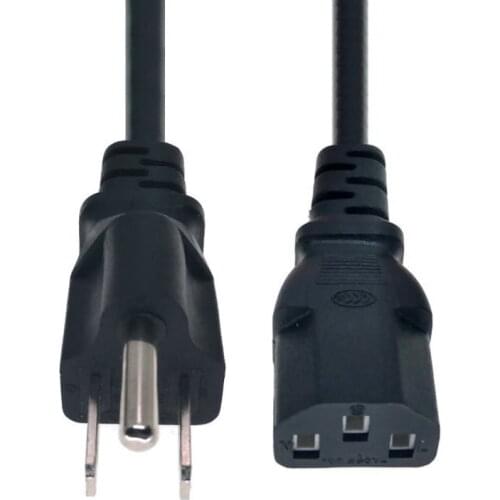 USA Canada North America Nema 5-15P Plug 3 Prong Power Cord Cable 1.8M for Desktop Printers Monitors 10A 250V