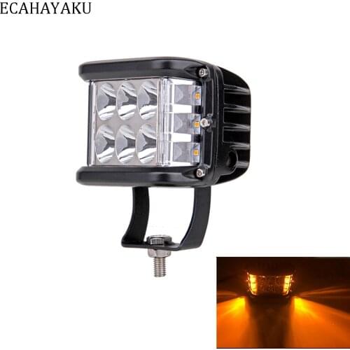 1Piece ECAHAYAKU 4x4 Dually 4inch LED Work Light Side Shooter 60W 12V Cube Yellow Strobe For Trucks Tractor SUV ATV 4WD Boat 4WD