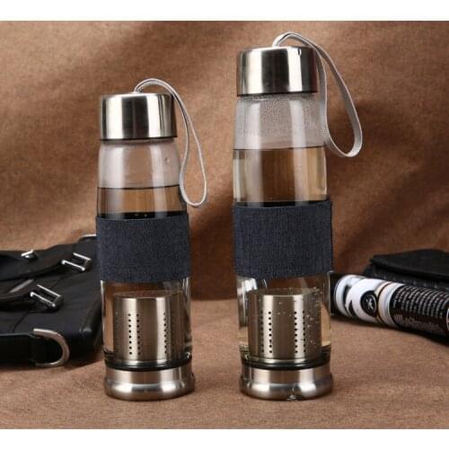 420-550ml Heat-resistant Glass Sport Portable Tea Bottle With Strainer Outdoor Tumbler Creative Campus Couple Water Bottle gift