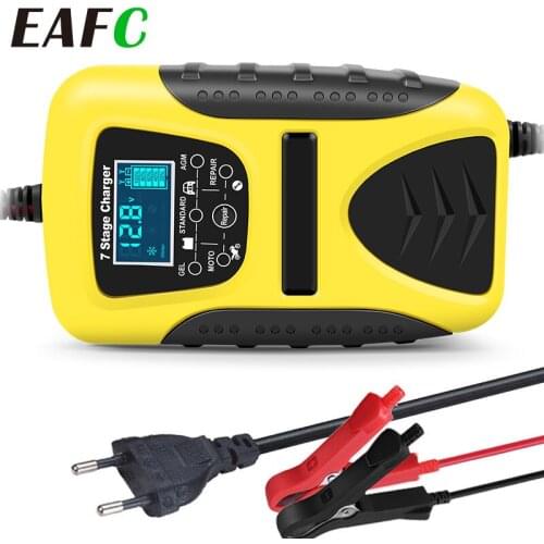 7 Stage Smart Car Battery Charger 12V 7A Full Automatic Battery Charge Machine LCD Display for Car Motorcycle with Pulse Repair